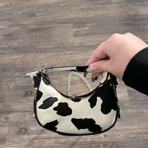 Windsor Black and White Cow Print Shoulder Bag